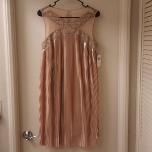NWT, Jax Black Label Illusion Pleated Trapeze Dress